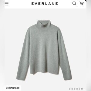 EVERLANE Boxy Turtleneck in Cashmere Sweater / Light Sage Green Gray / Size S